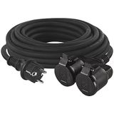 EMOS - IP44 Verlengkabel - Zwart - 25 m - 2 Geaarde Stopcontacten - Waterdicht - Hitte- en Koudebestendig