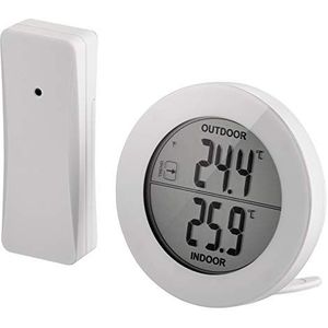 EMOS Digitale thermometer met buitensensor, buitentemperatuur en binnentemperatuurmeter met draadloze draadloze sensor, 80 m bereik, geheugen