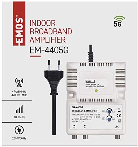 Emos EM-4405G Breedbandversterker - Zwart - Materiaal: Kunststof