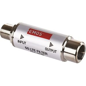 EMOS LTE/4G/5G blokkeerfilter, doorlaatbereik tot 694 MHz, DC-doorlaat, 1,6 x 4 cm, F-aansluiting J5711 zilver