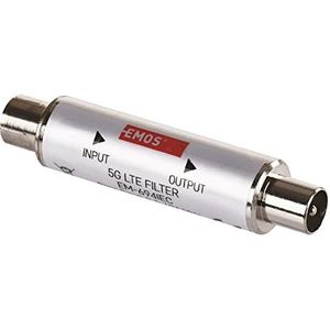 EMOS LTE/4G/5G blokkeerfilter, doorgangsbereik tot 694 MHz, DC-doorgang, 1,6 x 6,8 cm, coaxiale aansluiting