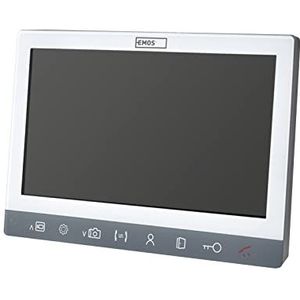EMOS Extra monitor voor video-deurintercom/videodeurbel H3015, scherm met 7 inch lcd-kleurendisplay, snapshot, opname, intercom, zilver