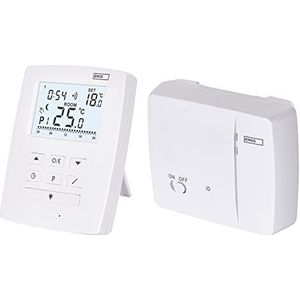 EMOS Draadloze OpenTherm-kamerthermostaat, programmeerbare digitale temperatuurregelaar voor verwarming of airconditioning, 9 programma's, vorstbescherming, ON-Off, instelbaar differentiaal, 11,5 x