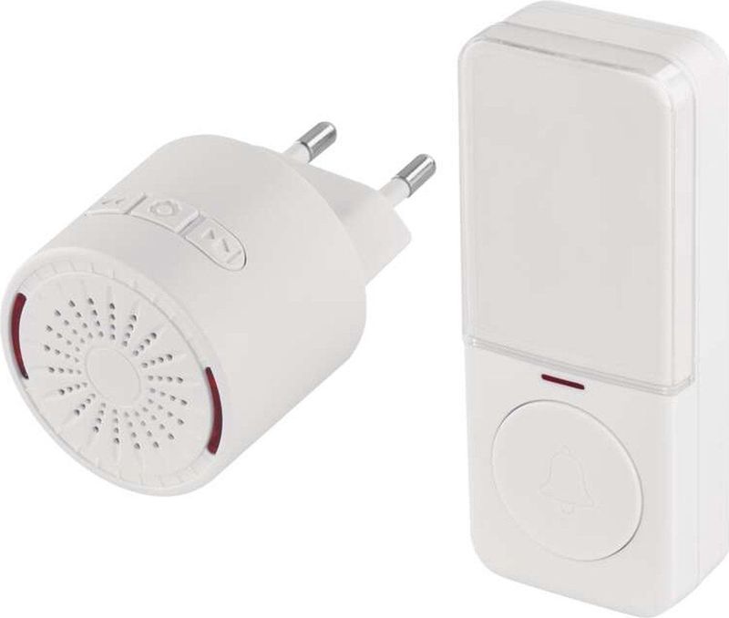 EMOS - Mini-deurbel - Wit - Batterij-aangedreven - 10 Melodieën - 150m Bereik