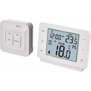 EMOS GoSmart WiFi kamerthermostaat met app, programmeerbare intelligente thermostaat voor verwarming, koeling, draadloze kamerthermostaat compatibel met Tuya, Alexa, Google