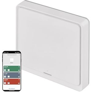 EMOS GoSmart Smart Home draagbare scèneschakelaar met led-display en app, ZigBee, werkt op batterijen, 1 knop, 3 scènes, regelt onbeperkt aantal slimme apparaten of lampen, wit