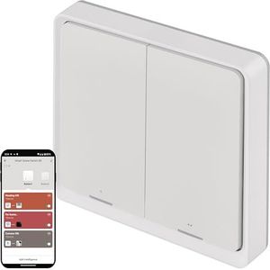 EMOS GoSmart Podiumschakelaar met led-display, Zigbee draadloze schakelaar voor podiumbediening, dubbele knop voor scènewisseling, draadloze podiumcontroller, kleur wit