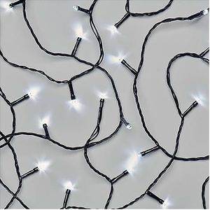 EMOS Koudwitte led-lichtketting 8,4 meter, zwarte draad met 120 leds, 6/18 uur timerfunctie, werkt op batterijen (3 x AA), brandduur 10.000 uur, IP44 voor binnen en buiten