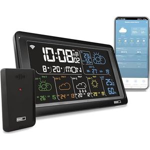 EMOS GoSmart - WiFi-weerstation met draadloze buitensensor en app - kleurendisplay, 5 dagen weersvoorspelling, thermometer, hygrometer, klok - Tuya, Smartlife compatibel - incl. voeding, wand