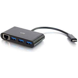 C2G 82406 Hub & USB 3.0 Hub (3.1 Gen 1) Type-C 5000 Mbit/s Zwart - Hubs & Hubs (USB 3.0 (3.1 Gen 1) Type-C, RJ-45, USB 3.0 (3.1 Gen 1) Type-A, 5000 Mbit/s, zwart, PVC, RoHS, CE)