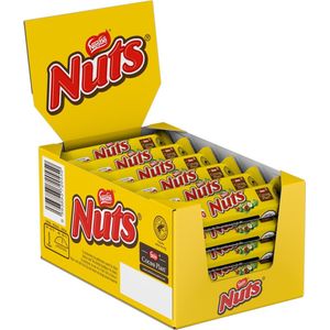 Nuts Melk Chocolade Reep Hazelnoot Karamel - voordeelverpakking - doos met 24 chocoladerepen