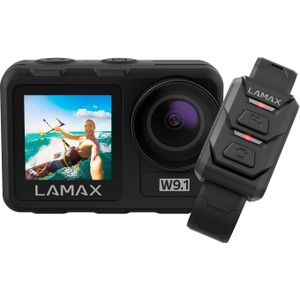 Lamax W9.1 Real Action Cam 4K 60fps met stabilisatie, onderwatercamera, waterdichte camera, camcorder met dubbel display, helmcamera en 21 accessoirekit, wifi, slow motion