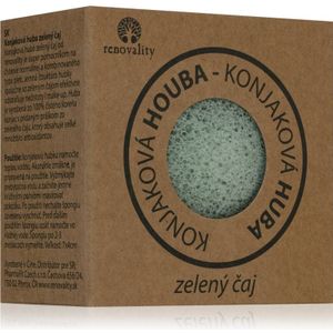 Renovality Konjac mushroom green tea Reinigings Sponsje voor Normale tot Gemengde Huid 7x4 cm