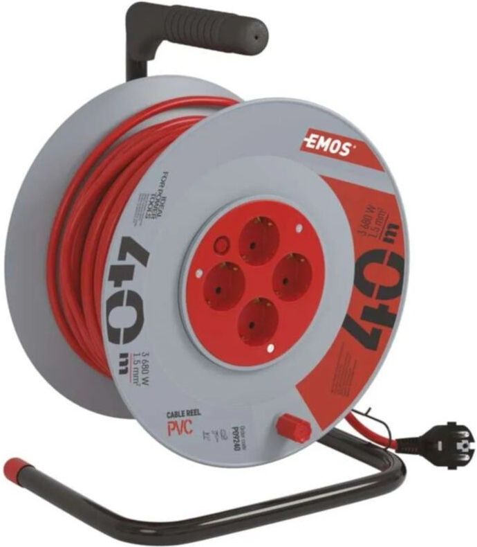 EMOS - Kabeltrommel - 25 m - 4 geaarde stopcontacten - 230 V - 16 A - 3680 W - H05VV-F3G 1,5 mm2 - IP20 voor binnen