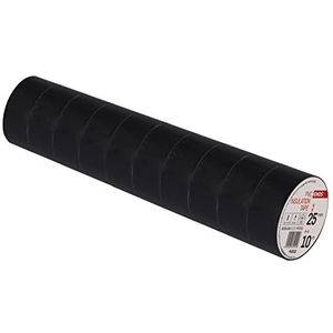 EMOS PVC-isolatietape zwart 10 stuks, 25 mm x 10 m, 0,13 mm banddikte, zelfklevend, hoge spanningssterkte en gebruikstemperatuurbereik, UV-bestendig, waterdichte verbinding, zonder textielweefsel
