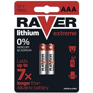 Blister met 2 lithium batterijen RAVER FR3 (AAA)