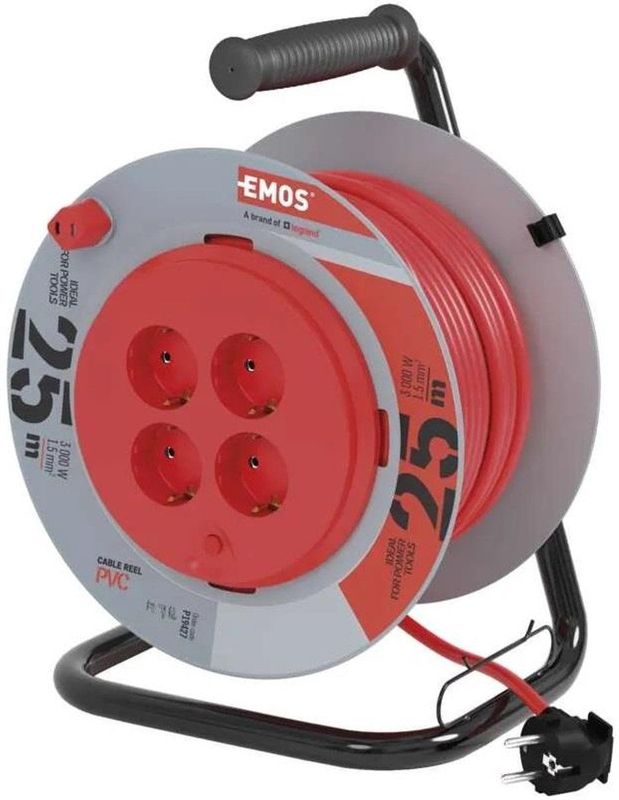 Emos - H05 - Kabelhaspel - 25 meter - 4 Stopcontacten - Vast Middenstuk