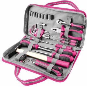 Extol Lady vrouwengereedschapskoffer 39-delig in roze I Huishoudgereedschapsset I Gereedschapsset met ratel, dopsleutel, inbussleutel en nog veel meer I 1,8 kg lichtgewicht I Gereedschap Roze
