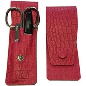 DuKaS - Premium Line Solingen 892 - Cosmetica Reisset - Pink Crocodile - 3 Stuks - Manicure en Nagelvijlen