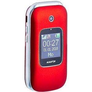 Aligator V650 seniorenmobiele telefoon met SOS-knop en locator rood