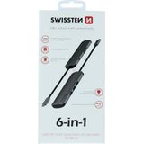 Swissten Aluminium 6 in 1 USB-C Hub Adapter - USB Splitter - Geschikt voor Macbook / Windows - Grijs