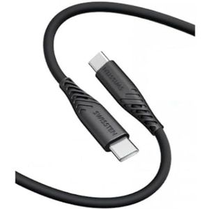 Swissten - USB-C/USB-C kabel van zachte siliconen - oplaadkabel en datakabel - Ondersteunt snel opladen tot 60W - 1,5m - Zwart