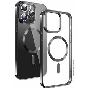 Swissten Clear Jelly Magstick Metallic Compatibel met iPhone 15 Ultra - Zwart Transparant