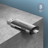 Axagon - CRE-SAC - Geheugenkaartlezer - Grijs - USB 3.0 Type-A/Type-C