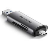 Axagon - CRE-SAC - Geheugenkaartlezer - Grijs - USB 3.0 Type-A/Type-C