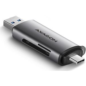 Axagon - CRE-SAC - Geheugenkaartlezer - Grijs - USB 3.0 Type-A/Type-C