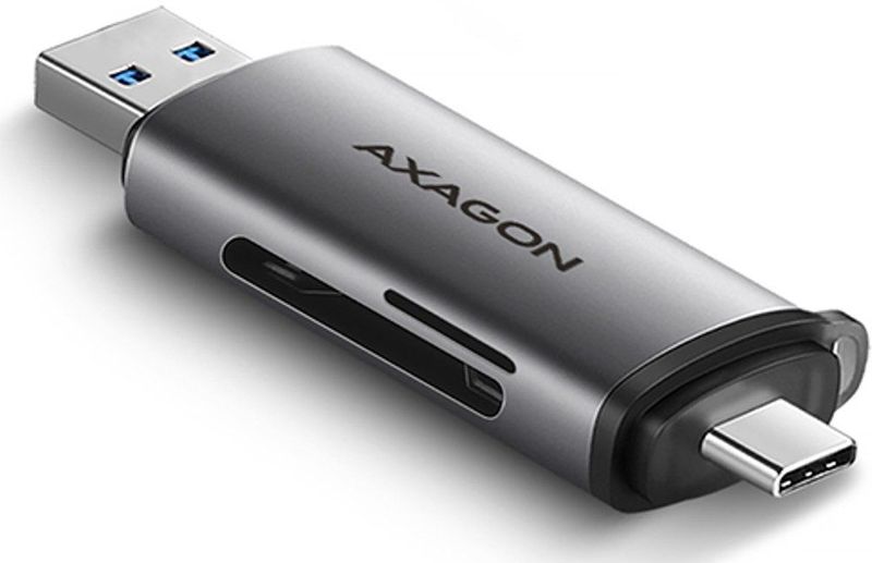 Axagon - CRE-SAC - Geheugenkaartlezer - Grijs - USB 3.0 Type-A/Type-C