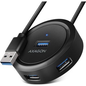 AXAGON HUE-P1A - USB 3.2 Gen 1 Hub - Rond - 30cm USB-A Kabel - Micro USB Voeding