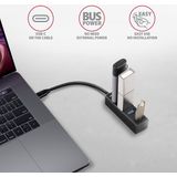 AXAGON - HUE-M1C - USB Hub - Zilver - Aluminium - 4x USB 3.2 Gen 1