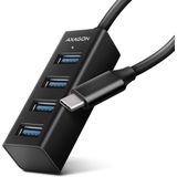 AXAGON - HUE-M1C - USB Hub - Zilver - Aluminium - 4x USB 3.2 Gen 1