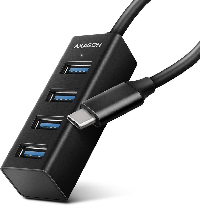 AXAGON - HUE-M1C - USB Hub - Zilver - Aluminium - 4x USB 3.2 Gen 1