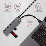 AXAGON HUE-MSA - USB 3.2 Gen 1 Hub - Metal - 4x USB-A Poorten - 20 cm USB-kabel