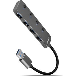 AXAGON HUE-MSA - USB 3.2 Gen 1 Hub - Metal - 4x USB-A Poorten - 20 cm USB-kabel