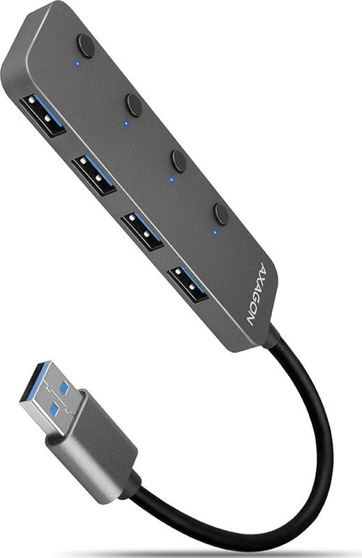AXAGON HUE-MSA - USB 3.2 Gen 1 Hub - Metal - 4x USB-A Poorten - 20 cm USB-kabel
