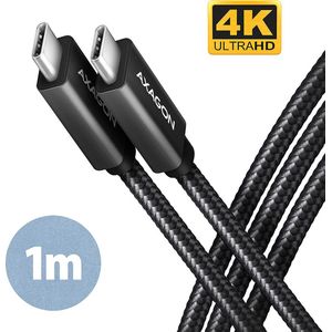 AXAGON BUCM32-CM10AB cable USB-C <-> USB-C 3.2 Gen 2, 1m, PD 100W, 5A, 4K HD, ALU, braid, Black *USBCM