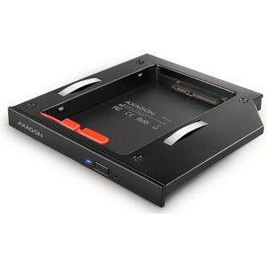 AXAGON RSS-CD12 2.5 SSD/HDD caddy into DVD slot 12.7 mm LED ALU interfacekaart/-adapter Intern SATA