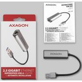 Axagon - ADE-25R - Netwerkadapter - Grijs - USB-A 3.2 Gen 1 - 2.5 Gigabit Ethernet