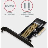 AXAGON PCEM2-ND PCE-E 3.0 8x - dual M.2 NVMe M-key slot adapter w. dataswitch, SP & LP, up to 110mm SSD