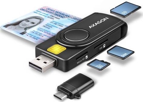 AXAGON CRE-SMP2A USB Smart Card Reader - SD MicroSD SIM PocketReader