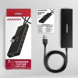 AXAGON HUE-F7A - USB Hub - Zilver - Aluminium - 1 m Kabel