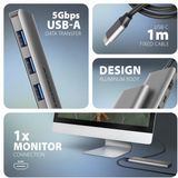 Axagon - HMC-5H - USB-C Hub - Grijs - 3x USB-A, 4K HDMI, PD 100W