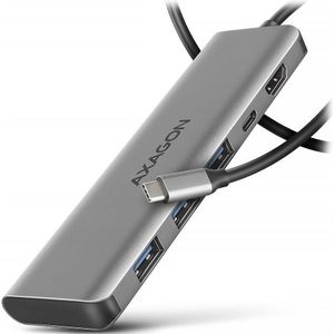 AXAGON HMC-5H USB-C 3.2 Gen 1 hub 3x USB-A 4K HDMI PD 100W - Silber Bedraad USB 3.2 Gen 1 (3.1 Gen 1) Type-C Zilver