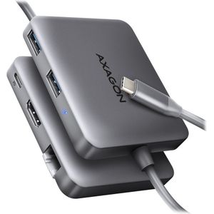 AXAGON HMC-5HL USB 5Gbps hub, 2x USB-A, HDMI 4k/60Hz, RJ-45, PD 100W, 20cm USB-C cable