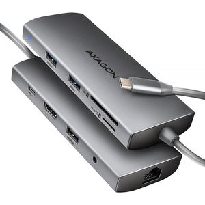 Axagon - HMC-8HLSA Hub - Grijs - USB-C 3.2 Gen 1 - 3x USB-A - 4K HDMI - SD/microSD