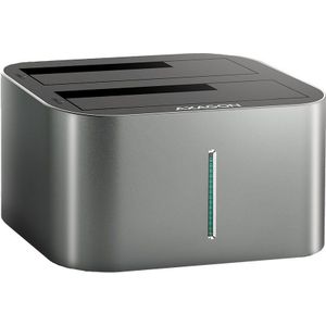 AXAGON AXG ADSA-DC - Docking- und Kopierstation 2x 2.5''/3.5'' SATA USB 3.0 - Digital/Daten USB 3.2 Gen 1 (3.1 Gen 1) Type-A Grijs