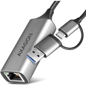 Axagon - ADE-TXCA - Netwerkadapter - Grijs - USB-C + USB-A 3.2 Gen 1